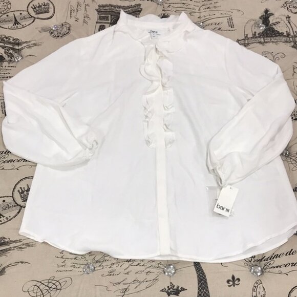 Bar III Trendy Plus Size Ruffled Button-Up Blouse - Picture 2 of 9